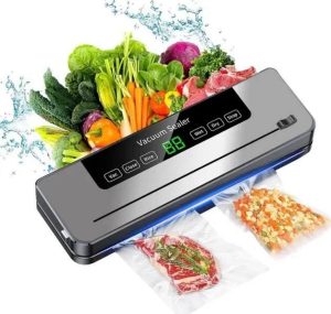 Вакуумний пакувальник 65Kpa з дисплеєм / Побутовий вакууматор для продуктів і їжі / Кухонний вакууматор для м’яса, овочів та зберігання продуктів