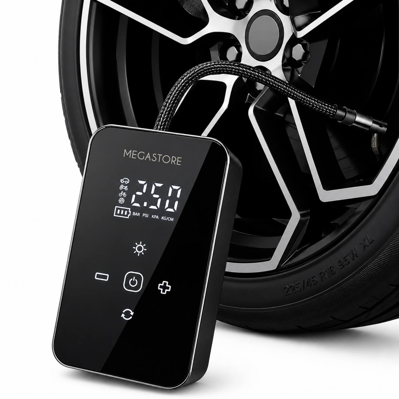 Акумуляторний автомобільний компресор, 60W, 140 PSI / Міні насос для шин / Портативний автокомпресор - Зображення 4