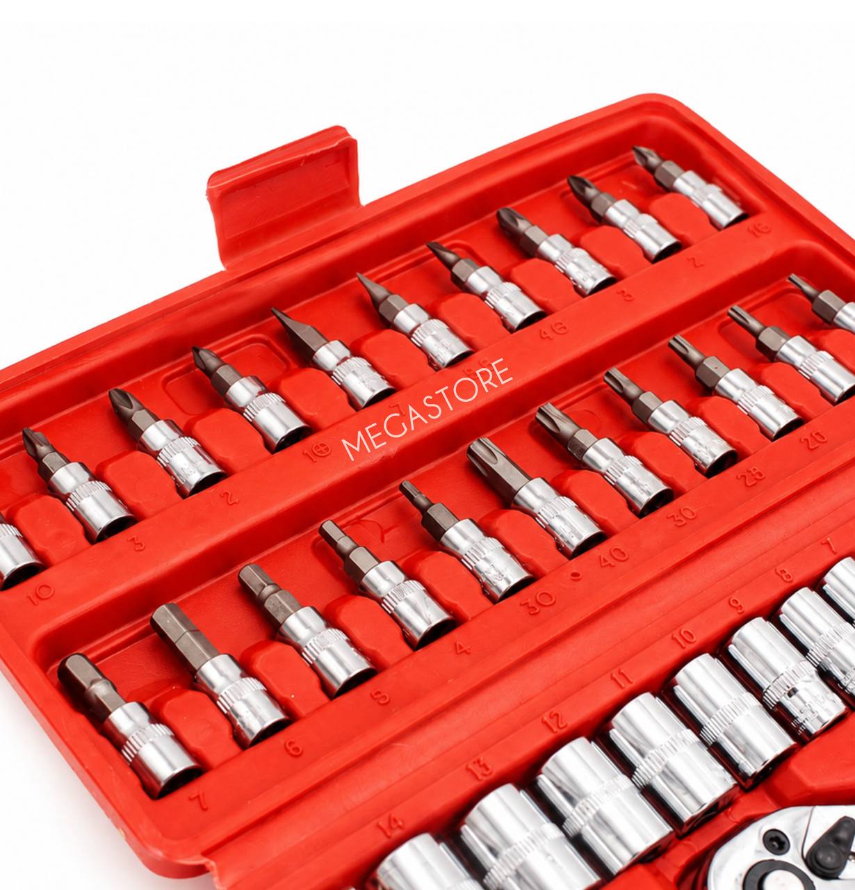 Набір інструментів Wrench Socket 46 предметів / Набір торцевих головок з тріскачкою та бітами / Універсальний набір інструментів у кейсі - Зображення 5