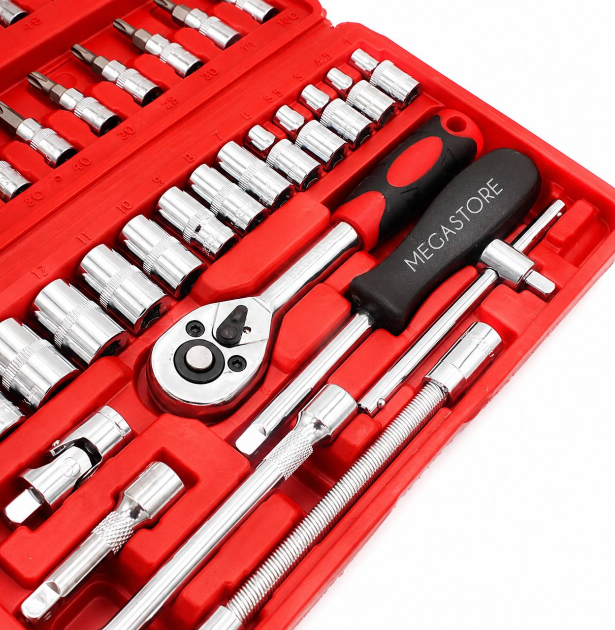 Набір інструментів Wrench Socket 46 предметів / Набір торцевих головок з тріскачкою та бітами / Універсальний набір інструментів у кейсі - Зображення 6