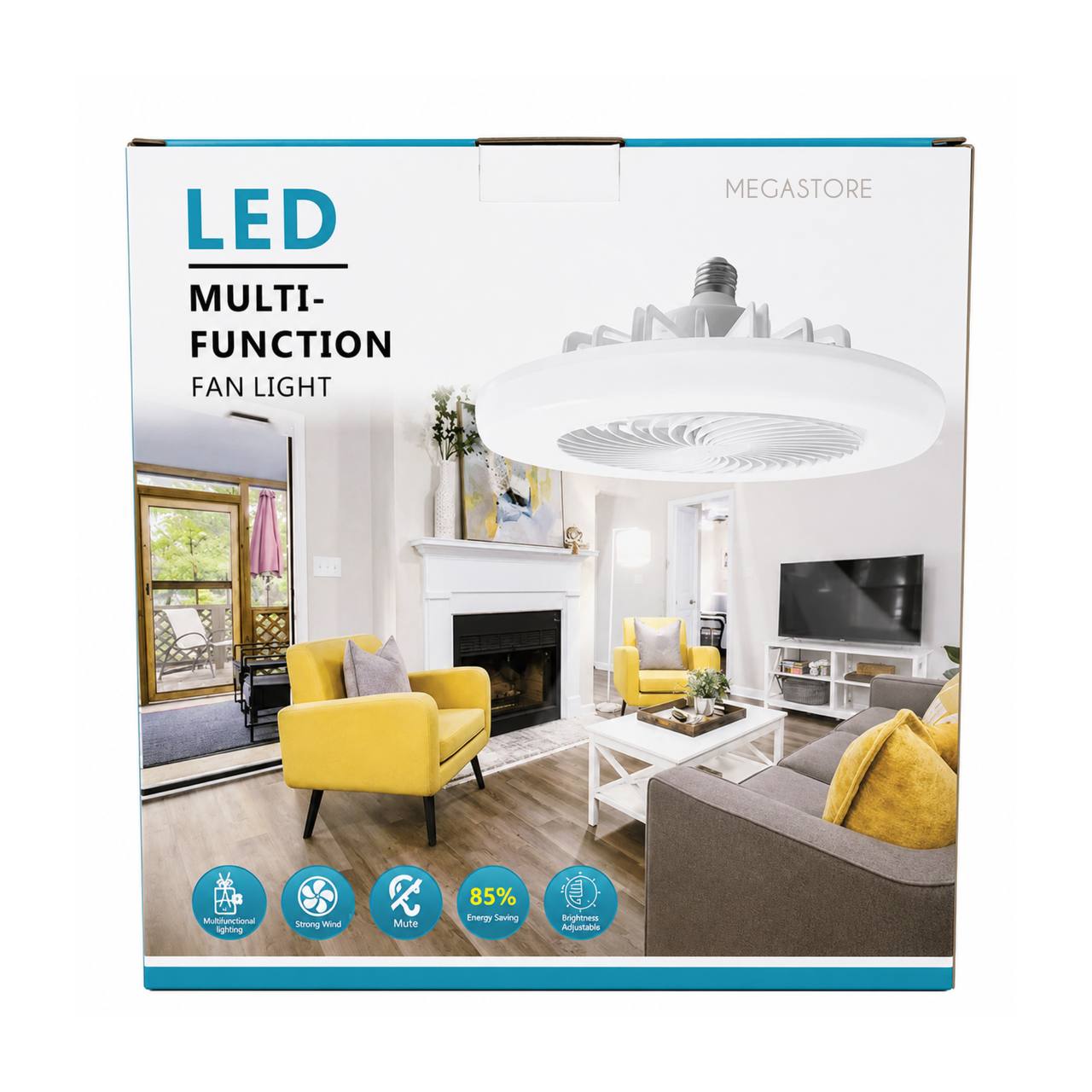 LED лампа-вентилятор у патрон E27 з пультом ДК / Стельовий світильник із вентилятором / Світлодіодна лампа з вентилятором для дому - Зображення 5