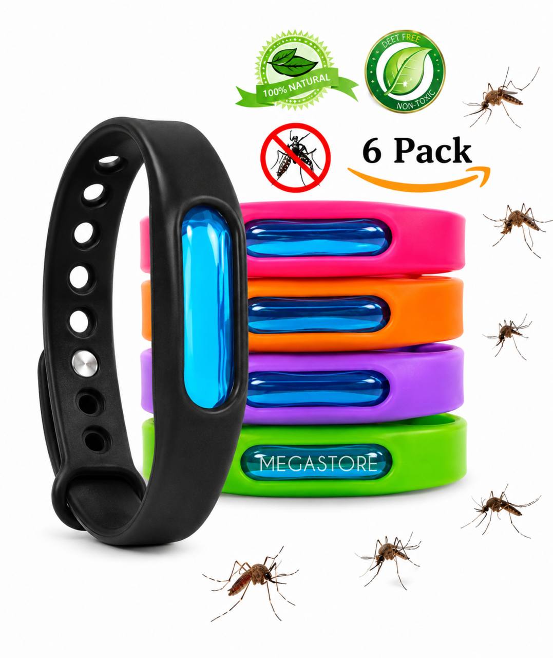 Силіконовий браслет від комарів із капсулою MOSQUITO BRACELET / Антимоскітний браслет / Браслет від комах, колір мікс