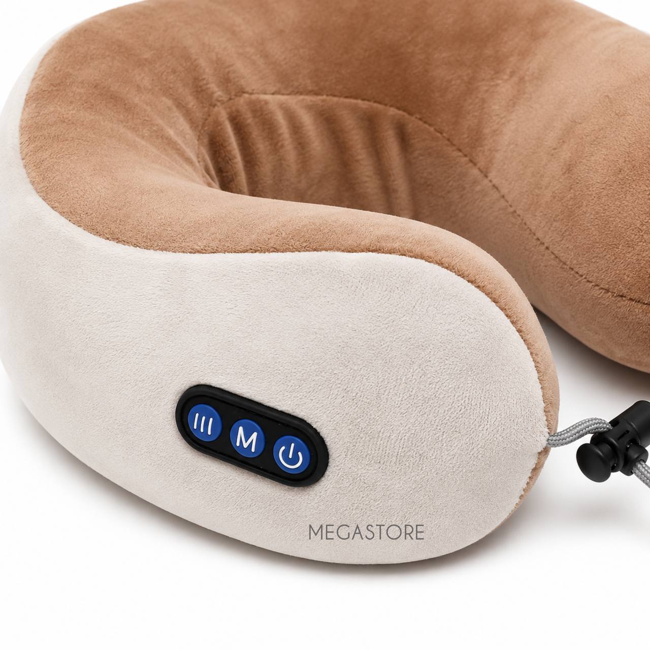 Масажна подушка для шиї з ефектом пам'яті, USB, коричнева / Подушка-масажер для шиї / Бездротовий масажер - Зображення 5